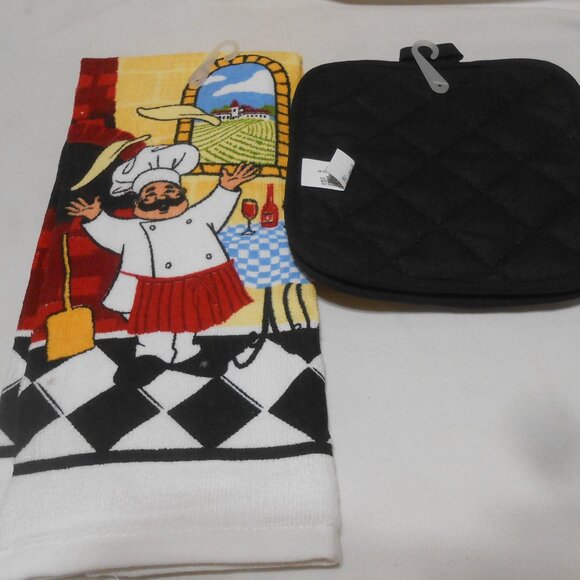 NEW LOT HOME COLLECTION FAT ITALIAN CHEF DESIGN LINENS TOWEL & POTHOLDERS SET π - Picture 8 of 9